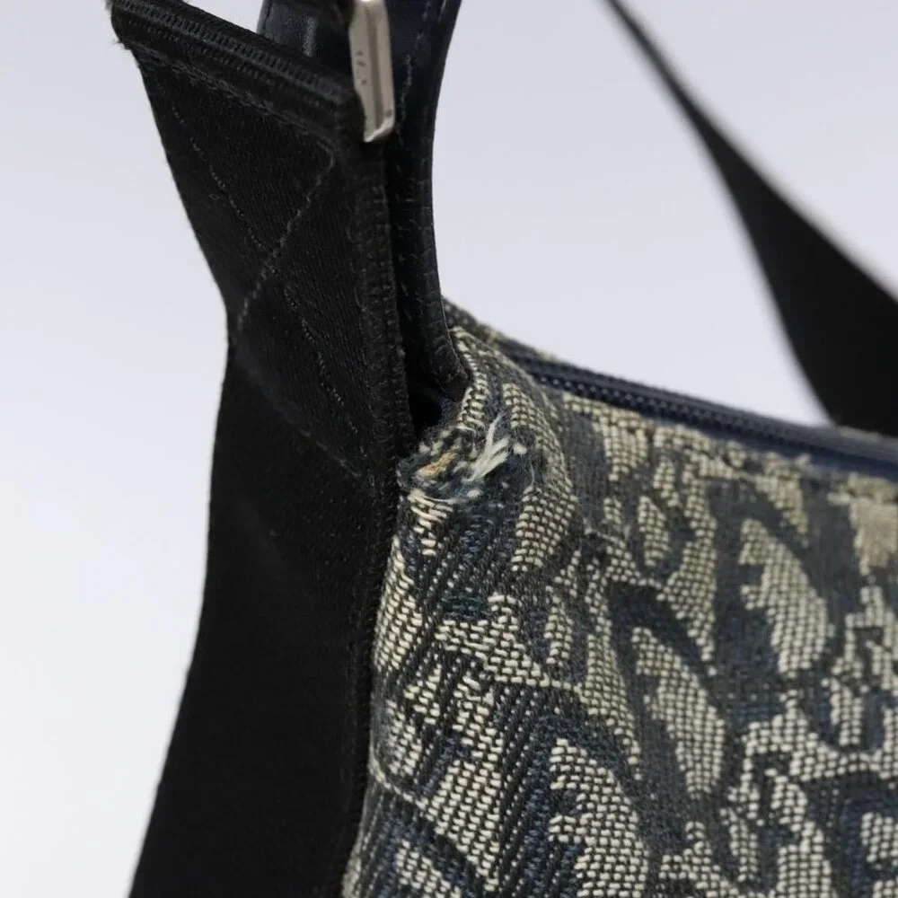 Authentic Christian Dior Trotter Canvas Shoulder Bag Navy Silver - Picture 6 of 16